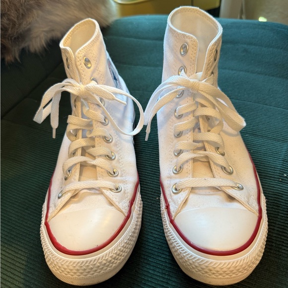 Converse White High-Top Sneakers with Red Accents - Picture 2 of 6